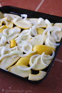 Yellow Squash and Onions Before Roasting