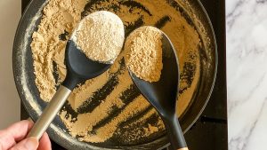 Browned flour compared to uncooked flour